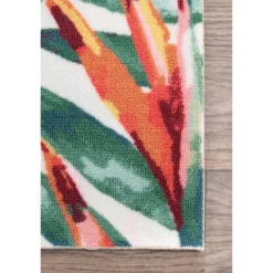 Outdoor Rugs-Kirkland's Home Flamingo Leaf Indoor/Outdoor Area Rug, 5X8 Pink/Green/White