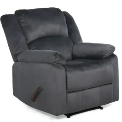 Accent Chairs-Kirkland's Home Flannel Overstuffed Pull Recliner Gray