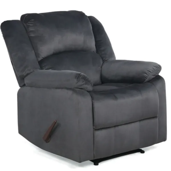 Accent Chairs-Kirkland's Home Flannel Overstuffed Pull Recliner Gray
