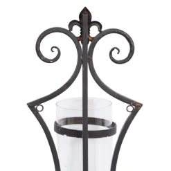 Sconces-Kirkland's Home Fleur Distressed Black Iron Sconce, 31 In.