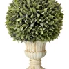 Trees & Topiaries-Kirkland's Home Flocked Sage Ball In Urn Arrangement, 15 In. Green