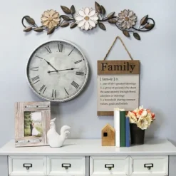 Wall Plaques-Kirkland's Home Floral Arch Over-The-Door Metal Wall Plaque White/Gold/Black