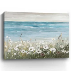 Canvas Art-Kirkland's Home Floral Beach Giclee Canvas Art Print, 48X36 In. Blue