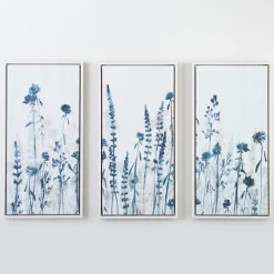 Canvas Art-Kirkland's Home Floral Framed Canvas Art Prints, Set Of 3 Blue