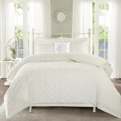 Comforters-Kirkland's Home Floral Full/Queen 4-Pc. Comforter Set White