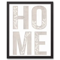 Wall Quotes & Signs-Kirkland's Home Floral Home Black Framed Canvas Art Print Black/White/Gray