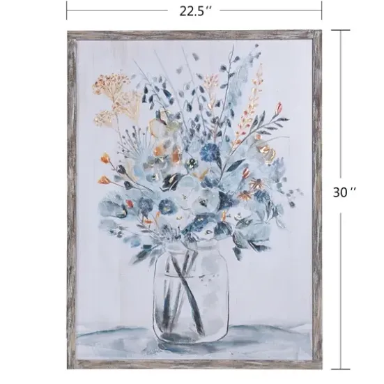 Framed Art-Kirkland's Home Floral In A Jar Ii Framed Wall Art Print Blue