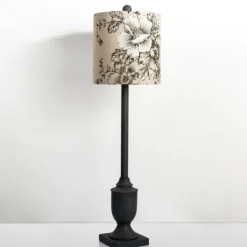 Buffet Lamps-Kirkland's Home Floral Shade Black Buffet Lamp Black/White