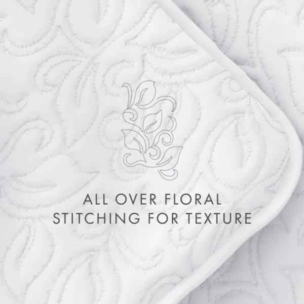 Quilts-Kirkland's Home Floral Stitch 3-Pc. King Quilt Set White