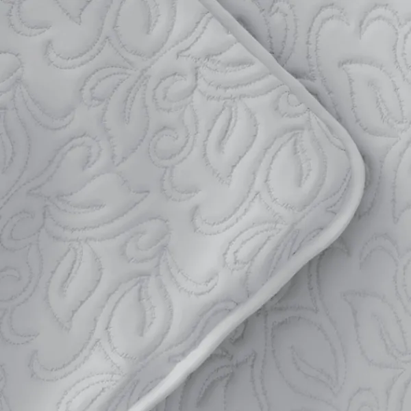 Quilts-Kirkland's Home Floral Stitch 3-Pc. King Quilt Set Gray