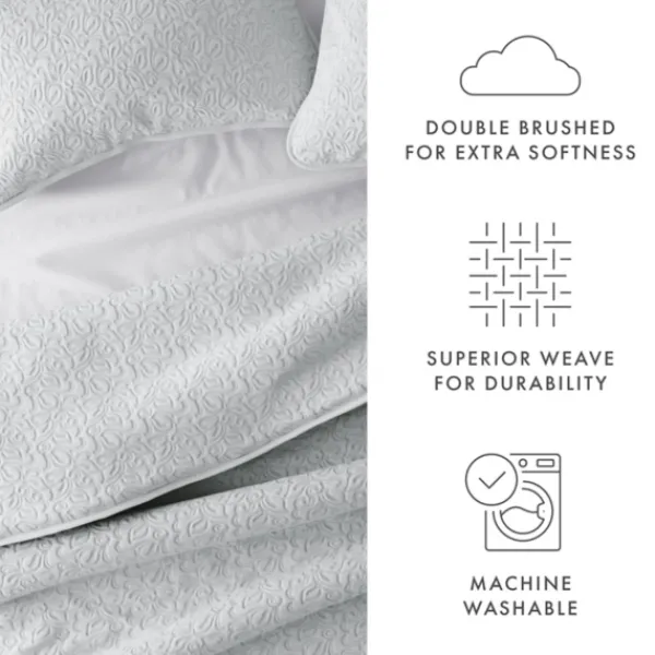 Quilts-Kirkland's Home Floral Stitch 3-Pc. King Quilt Set Gray