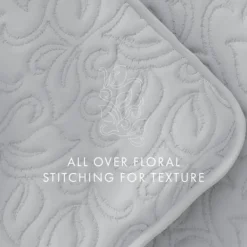 Quilts-Kirkland's Home Floral Stitch 3-Pc. King Quilt Set Gray