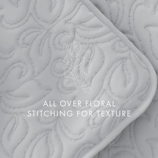 Quilts-Kirkland's Home Floral Stitch 3-Pc. King Quilt Set Gray