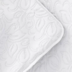 Quilts-Kirkland's Home Floral Stitch 3-Pc. Queen Quilt Set White