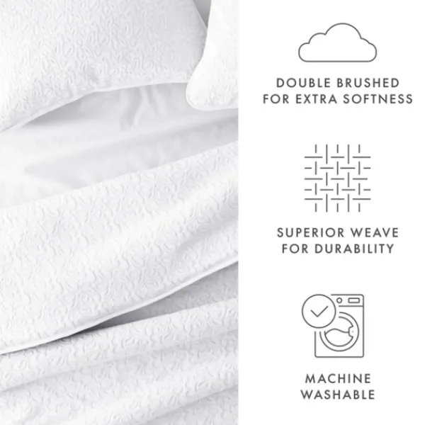 Quilts-Kirkland's Home Floral Stitch 3-Pc. Queen Quilt Set White