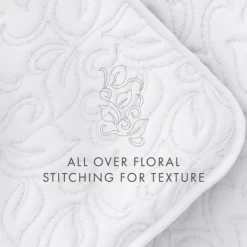 Quilts-Kirkland's Home Floral Stitch 3-Pc. Queen Quilt Set White