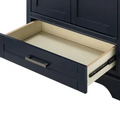 Bathroom Furniture-Kirkland's Home Florence Navy Wood Backsplash Sink Vanity Blue