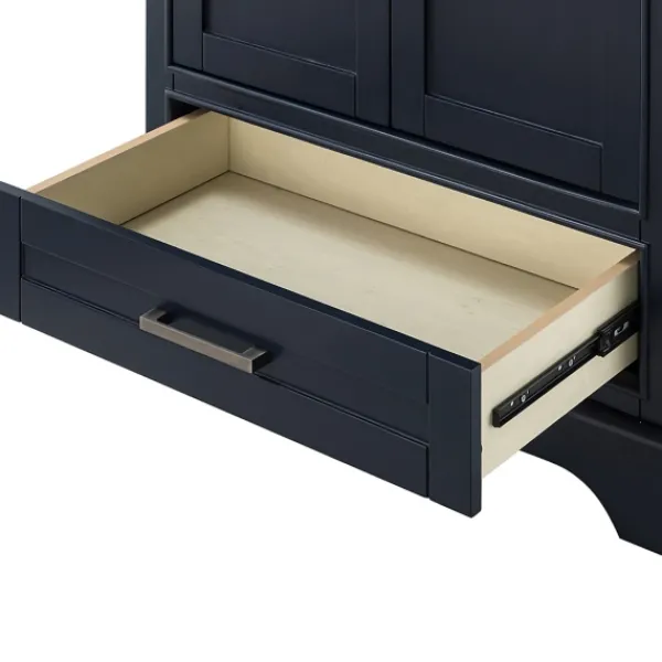 Bathroom Furniture-Kirkland's Home Florence Navy Wood Backsplash Sink Vanity Blue