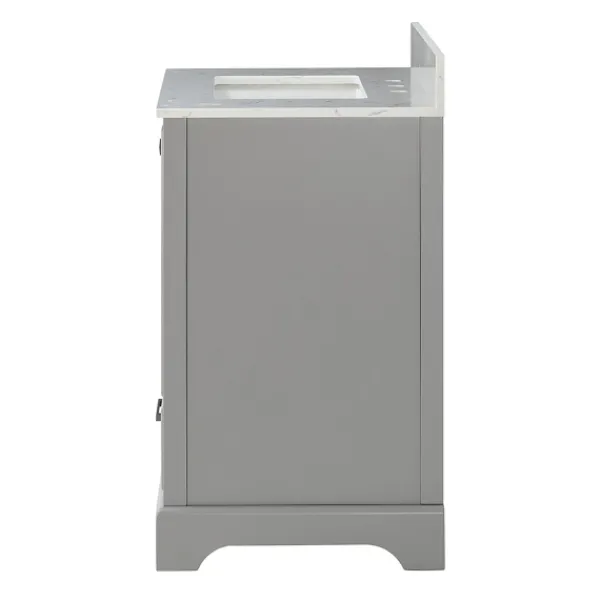 Bathroom Furniture-Kirkland's Home Florence Wood Backsplash Sink Vanity Gray