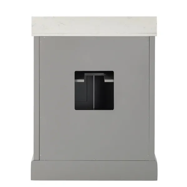 Bathroom Furniture-Kirkland's Home Florence Wood Backsplash Sink Vanity Gray