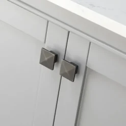 Bathroom Furniture-Kirkland's Home Florence Wood Backsplash Sink Vanity Gray