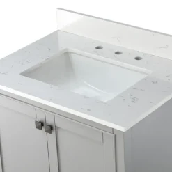 Bathroom Furniture-Kirkland's Home Florence Wood Backsplash Sink Vanity Gray
