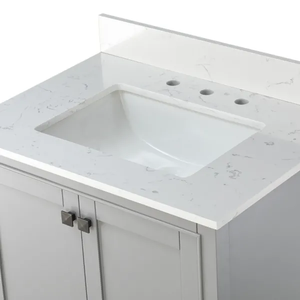 Bathroom Furniture-Kirkland's Home Florence Wood Backsplash Sink Vanity Gray