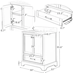 Bathroom Furniture-Kirkland's Home Florence Wood Backsplash Sink Vanity Gray