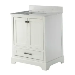 Bathroom Furniture-Kirkland's Home Florence Wood Backsplash Sink Vanity White