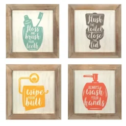 Wall Quotes & Signs-Kirkland's Home Floss, Flush, Wipe, And Wash Plaques, Set Of 4 Multi