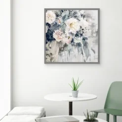 Canvas Art-Kirkland's Home Flower Impressions Framed Canvas Art Print Gray