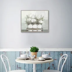 Canvas Art-Kirkland's Home Flower Jars Framed Canvas Art Print White