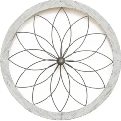Wall Plaques-Kirkland's Home Flower Metal And Wood Art Wall Plaque White/Black
