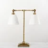 Table Lamps-Kirkland's Home Flynn Brass Double Table Lamp White