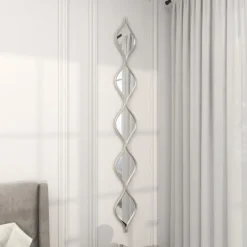 Decorative Mirrors-Kirkland's Home Foil Slim Stacked Teardrops Wall Mirror Silver