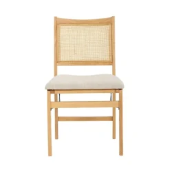 Accent Chairs-Kirkland's Home Folding Rat Cane Back Cushioned Chair Tan