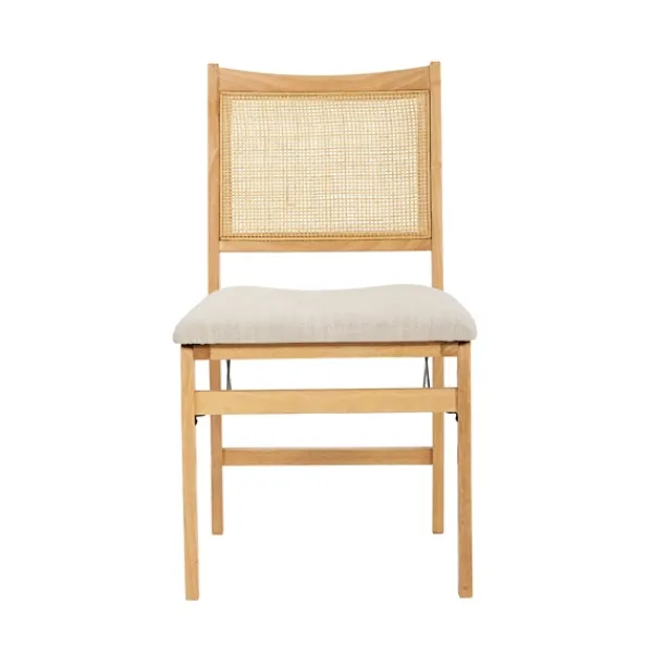 Accent Chairs-Kirkland's Home Folding Rat Cane Back Cushioned Chair Tan