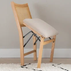 Accent Chairs-Kirkland's Home Folding Rat Cane Back Cushioned Chair Tan