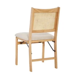 Accent Chairs-Kirkland's Home Folding Rat Cane Back Cushioned Chair Tan