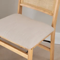 Accent Chairs-Kirkland's Home Folding Rat Cane Back Cushioned Chair Tan