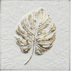 Wall Plaques-Kirkland's Home Foliole Relief Gold Leave Iii Wall Art White/Gold