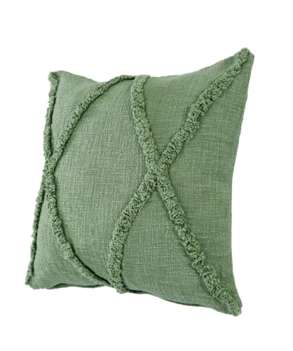 Pillows-Kirkland's Home Forest Fringe Diamond Pillow, 20 In. Green