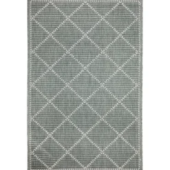 Outdoor Rugs-Kirkland's Home Forest Geo Lattice Outdoor Area Rug, 4X7 Green