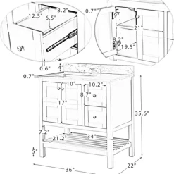 Bathroom Furniture-Kirkland's Home Foster Navy Wood Backsplash Sink Vanity Blue