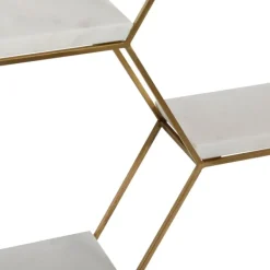 Shelves-Kirkland's Home Frame Marble Honeycomb Wall Shelf Gold