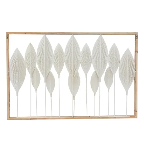 Wall Plaques-Kirkland's Home Framed Cut-Out Leaves Wall Plaque White