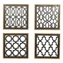 Wall Plaques-Kirkland's Home Framed Matte Black Metal Wall Plaques, Set Of 4 Black/Brown