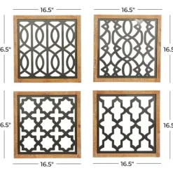 Wall Plaques-Kirkland's Home Framed Matte Black Metal Wall Plaques, Set Of 4 Black/Brown