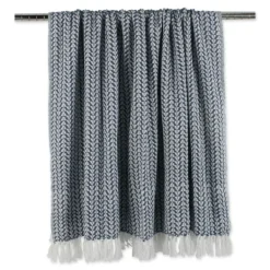 Blankets & Throws-Kirkland's Home French And White Arrowhead Throw Blue