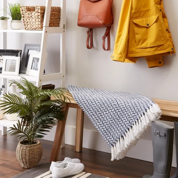 Blankets & Throws-Kirkland's Home French And White Arrowhead Throw Blue
